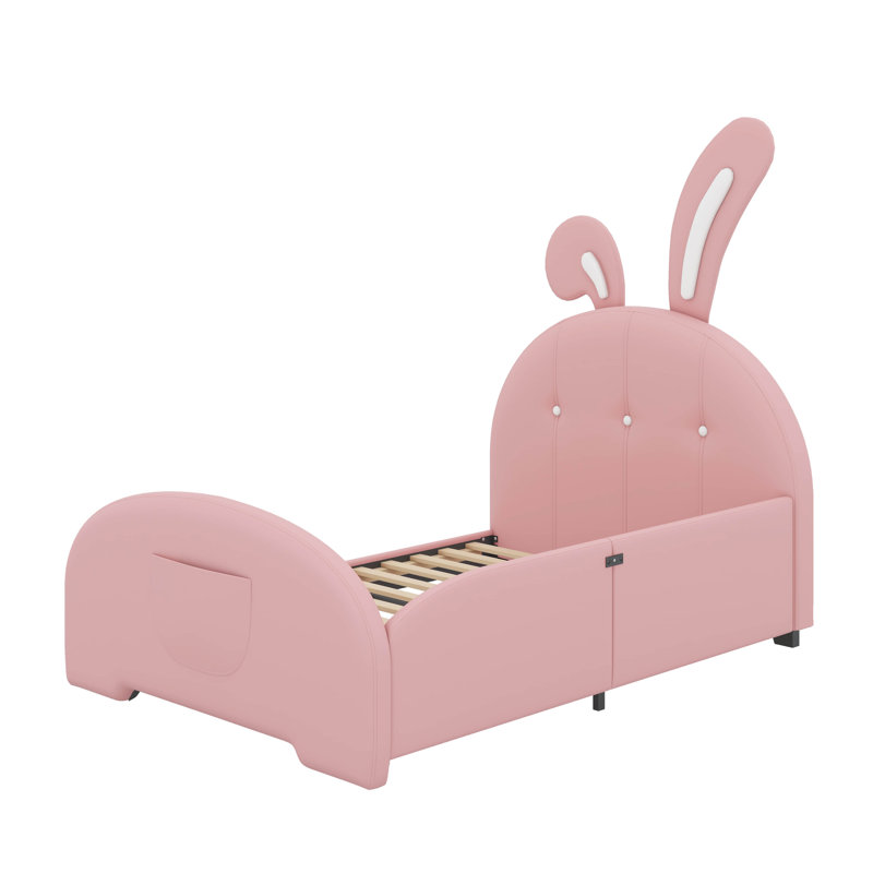 Lit simple princesse en forme de lapin rembourré, Rose