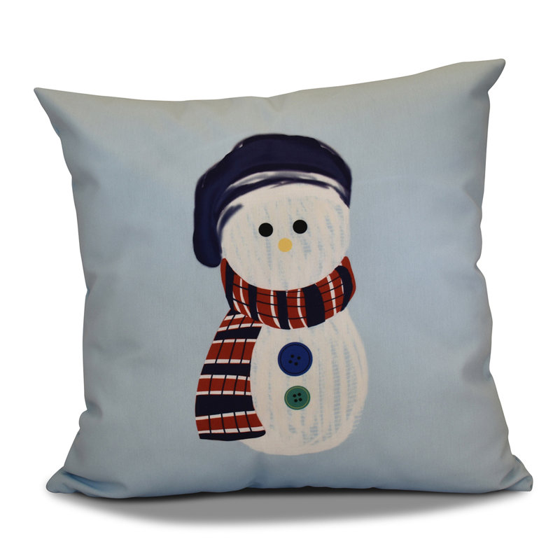Housse de coussin d’extérieur carrée et insert sock snowman, 20 po x 20 po, bleu