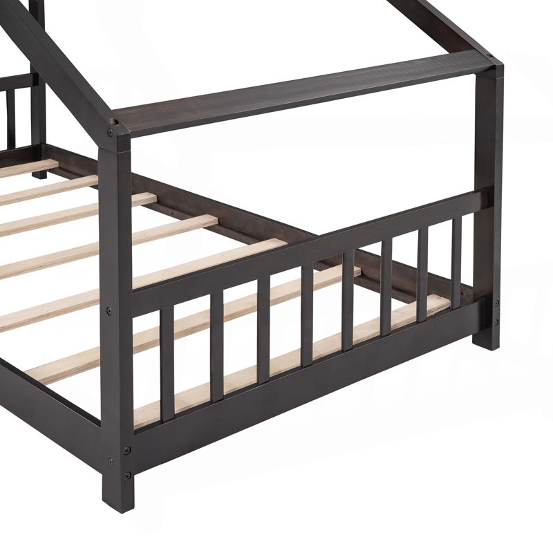 House Bed Wood Bed, Twin, Espresso