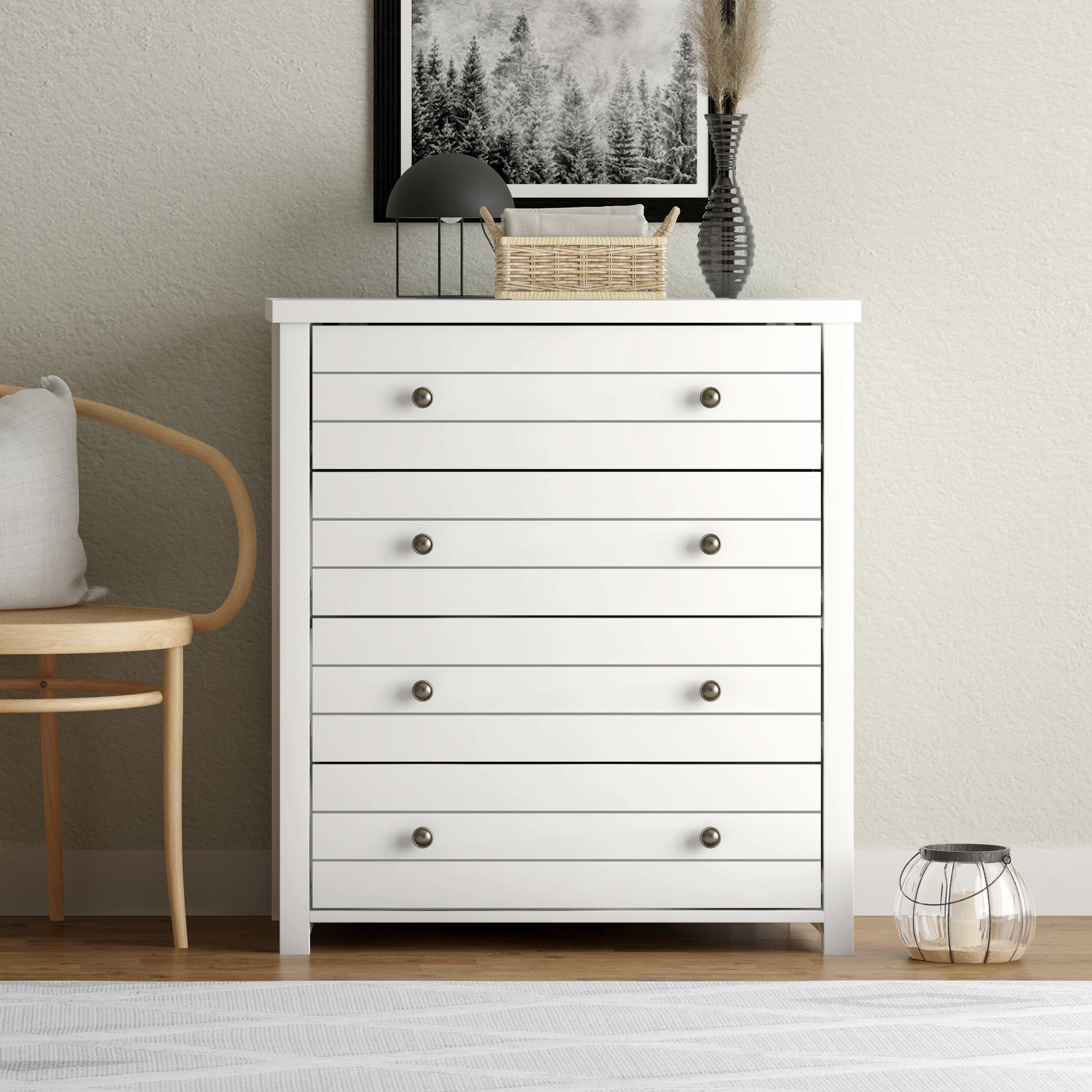 Aliauna Manufactured Wood 5 Drawer Chest Lark Manor Color: White