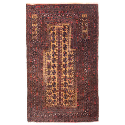 Tapis brun clair Teimani 2 pi 9 po x 4 pi 8 po