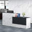 Bureau de réception en marbre avec plateau pour clavier d'ordinateur, tiroir verrouillable, trou de gestion des câbles et rangement pour bureau, restaurant, hôtel, commerce de détail.-1389605323-1388774973
