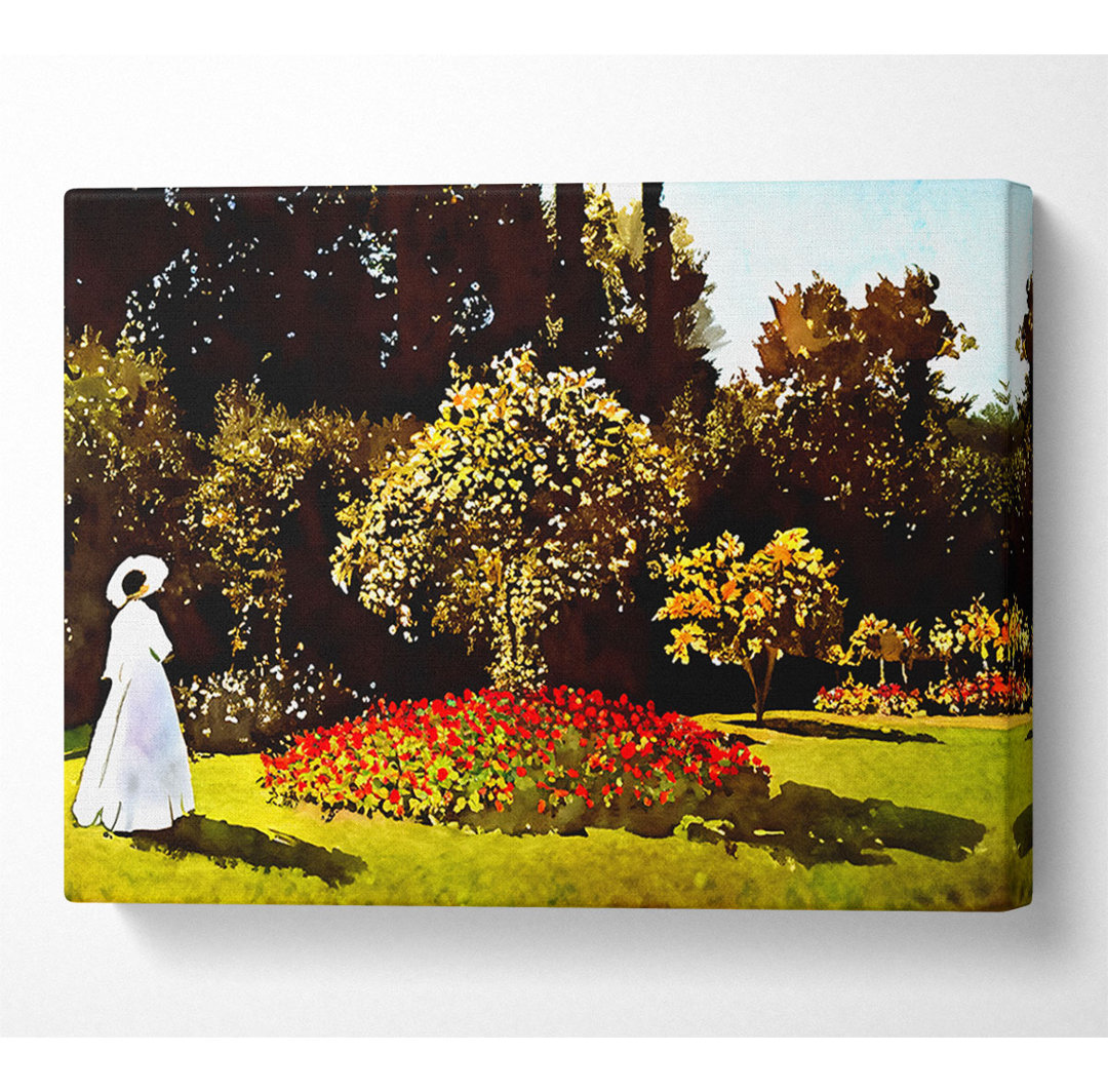 Monet Frau im Park mit Mohnblumen - Leinwanddrucke auf Leinwand