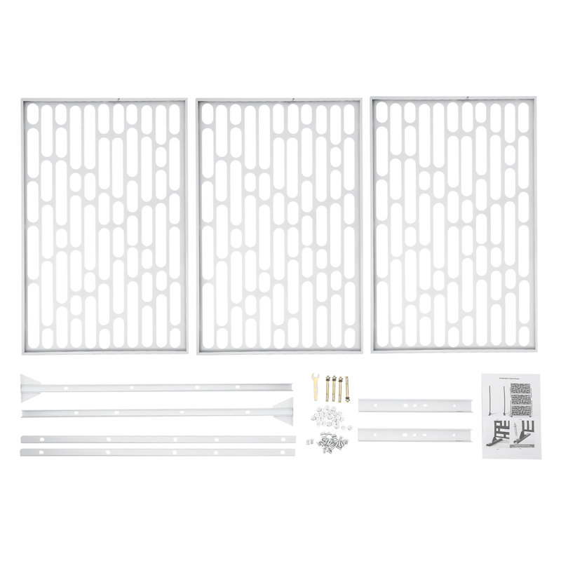 H74.8"* W35.4" Privacy Fence Screen with Stand, White