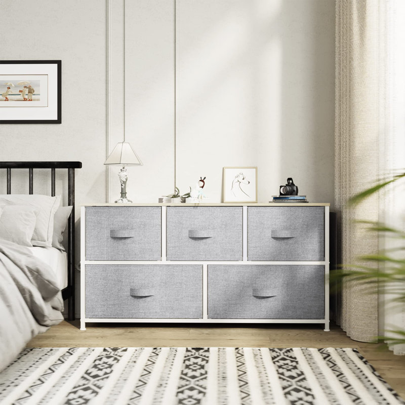 Talamantes 100cm W 5 - Drawer Chest of Drawers, Light Grey
