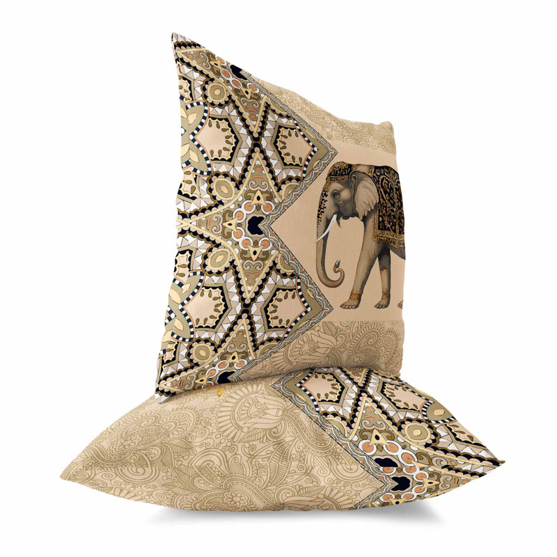 Floraphant Broadcloth Throw Pillow, 18" H x 18" W, Black;Yellow