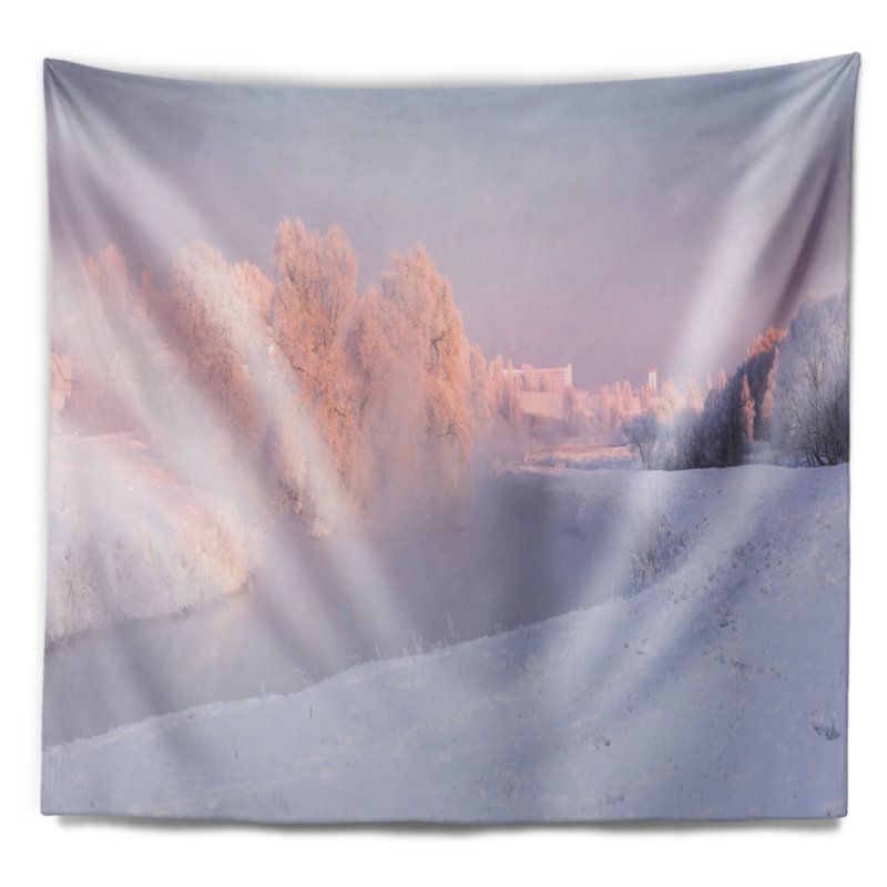 Paysage, paysage d'hiver givré, tapisserie panoramique, H 32 po x l 39 po