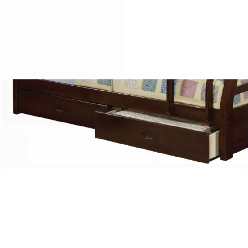 Structure de lit superposé convertible simple en bois composite avec rangement sous le lit et finition brune classique