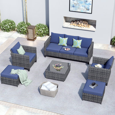 Patio 6 Piece Rattan Sofa Seating Group With Cushions by XIZZI