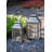 Lantern Wood+Metal+Glass 2 Pieces Brown Gray Candle Holder Decor