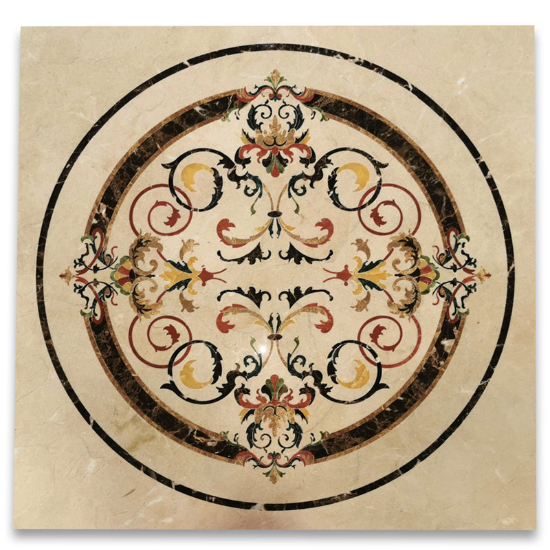 36.22 in. x 36.22 in. Marble Decorative Accent