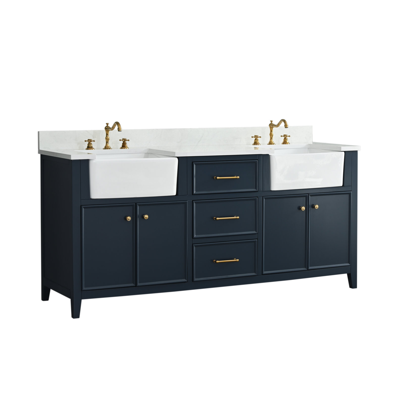 Aisa 72" Double Bathroom Vanity, Indigo Blue/Brushed Gold
