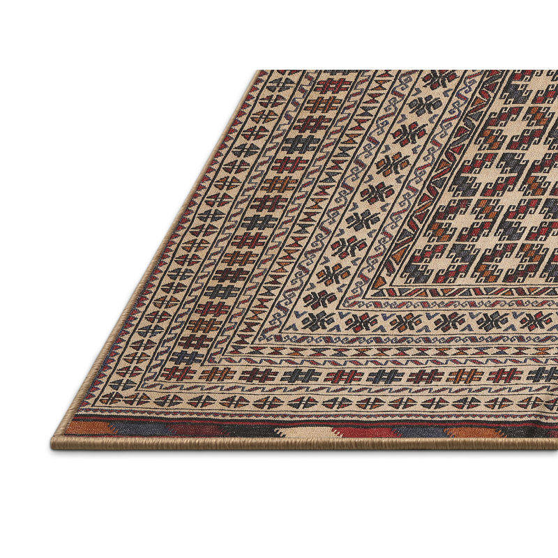 Tapis oriental ivoire / rouge, Rectangle 7 pi x 9 pi