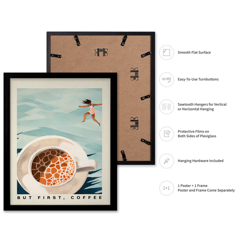 But First, Coffee, Black Framed, Poster, 18"H x 24"W