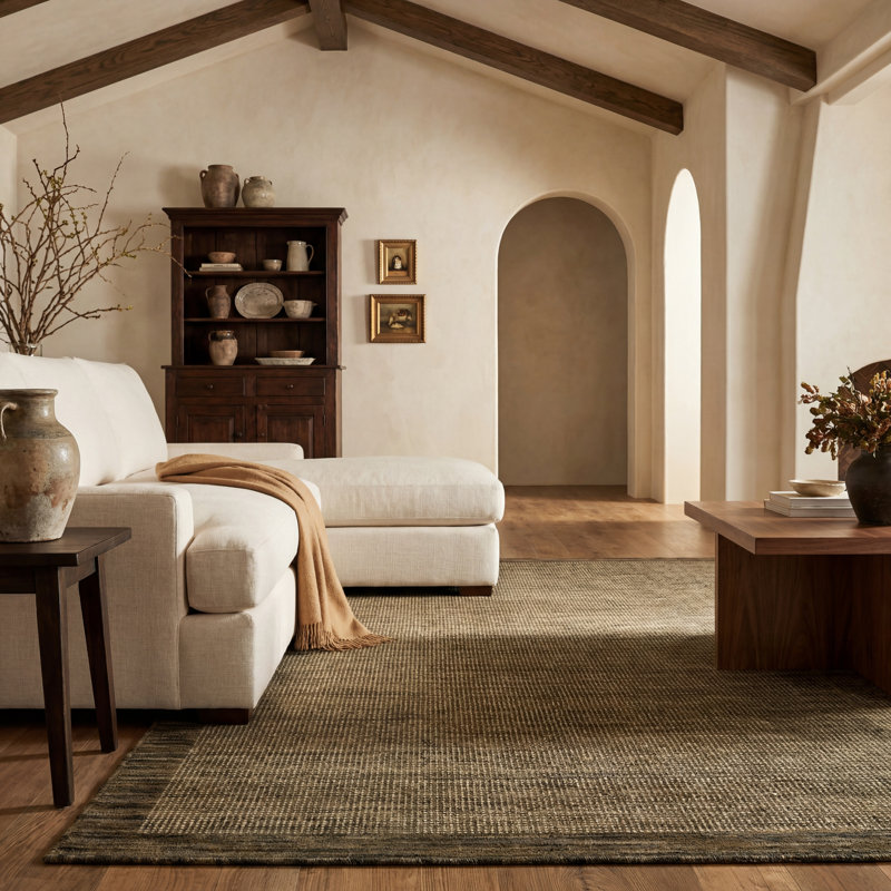 Tapis brun / brun clair en laine Weston, Brown/ Tan, Runner 2'6" x 10'