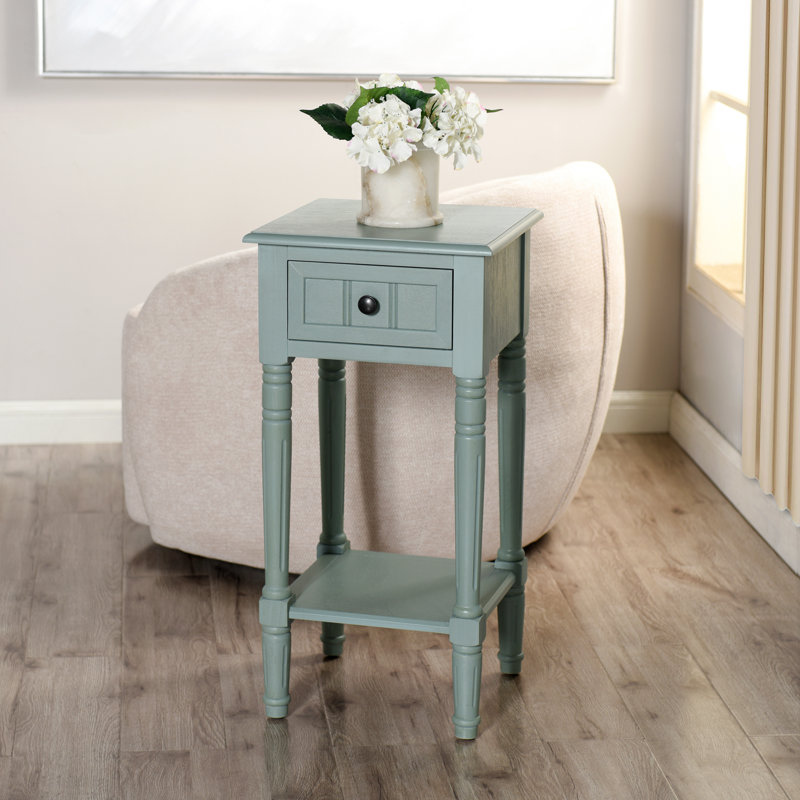 Table d'appoint avec tiroir Elboa Collection, Bleu glace antique