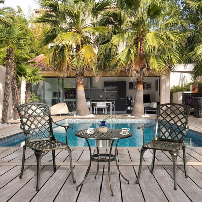 Set Of 2 Outdoor Aluminum Dining Patio Bistro Chairs
