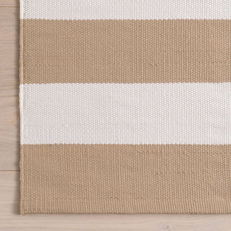 Banks Stripe Khaki Handwoven Indoor/Outdoor Rug, Rectangle 2' x 3'