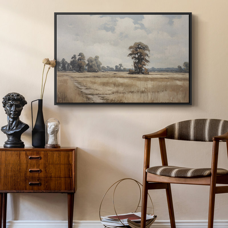 "Vintage Landscape -VI" sur toile, H 25 po x l 37 po, Toile avec cadre flottant noir