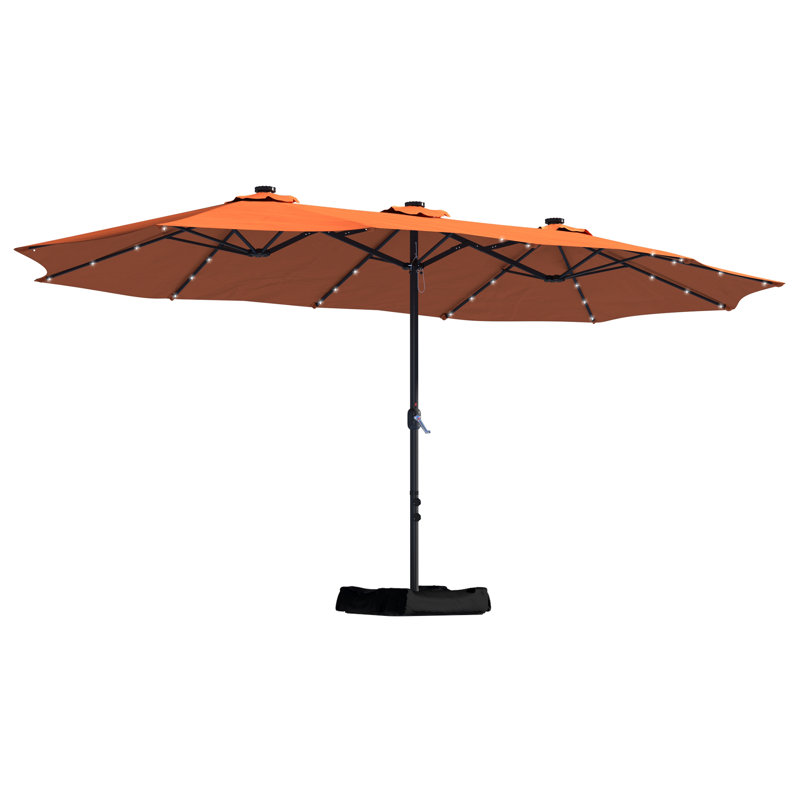 Parasol de marché rectangulaire avec base et couvercle l 15 pi x P 9 pi, Orange