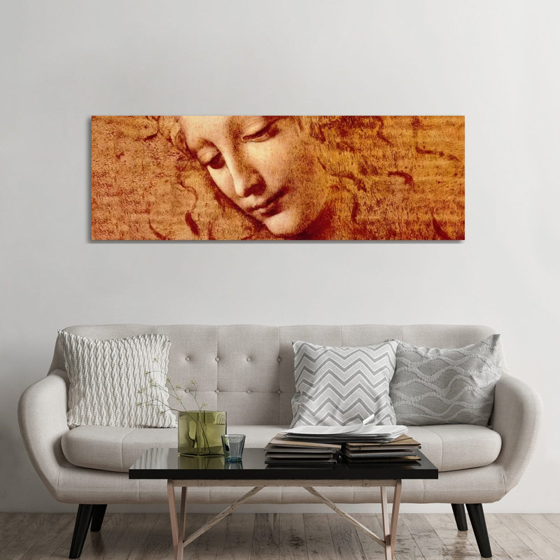 Female Head by Leonardo Da Vinci - Wrapped Canvas Panoramic Painting, 182.88 cm H x 60.96 cm W