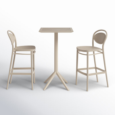 Farrah Square Bar Set With 2 Barstools