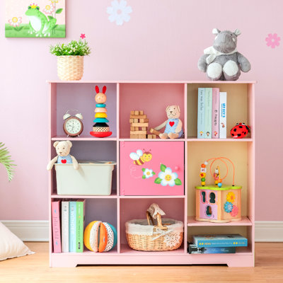 Teamson Kids Magic Garden Wooden Adjustable Organizer Cube Bookshelf– for Bedrooms or Playrooms