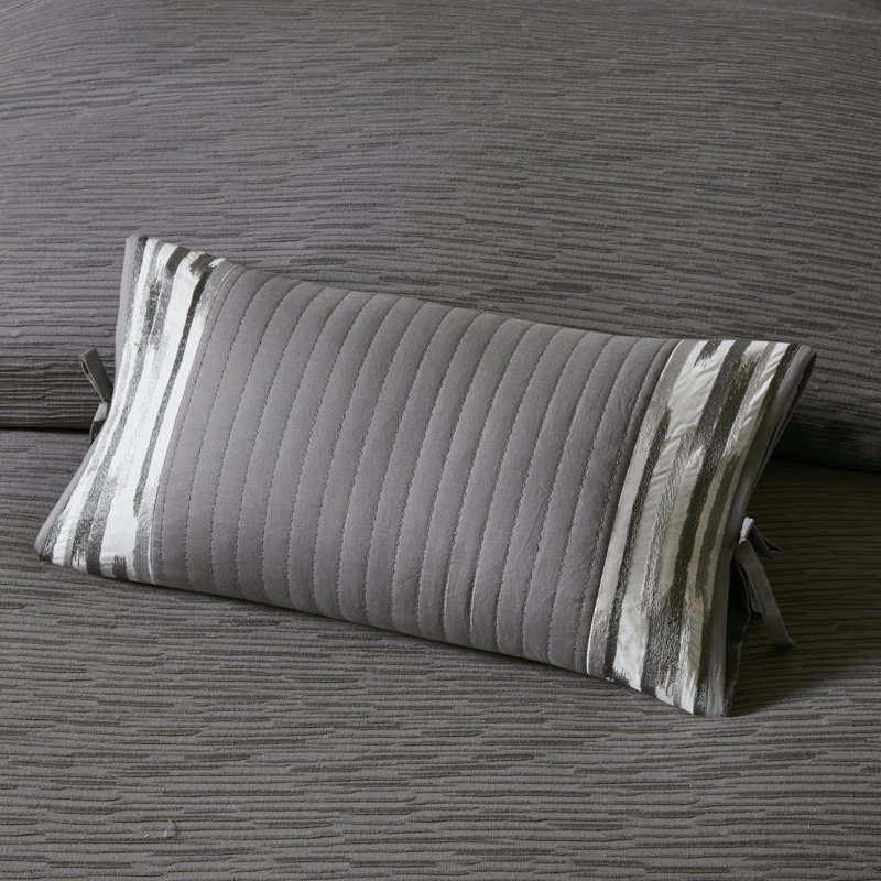 Coussin décoratif en coton brodé N Natori Hanae, Gris