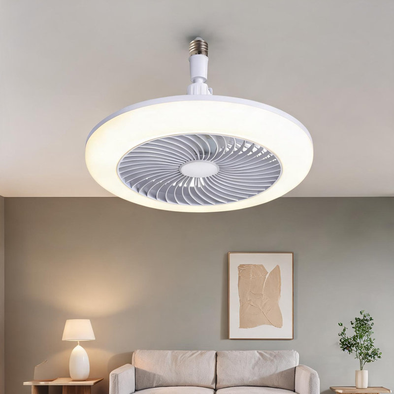 Ventilateur de plafond blanc en PC pour chambre à coucher avec télécommande et flux d'air saisonnier, moteur à courant continu, éclairage DEL