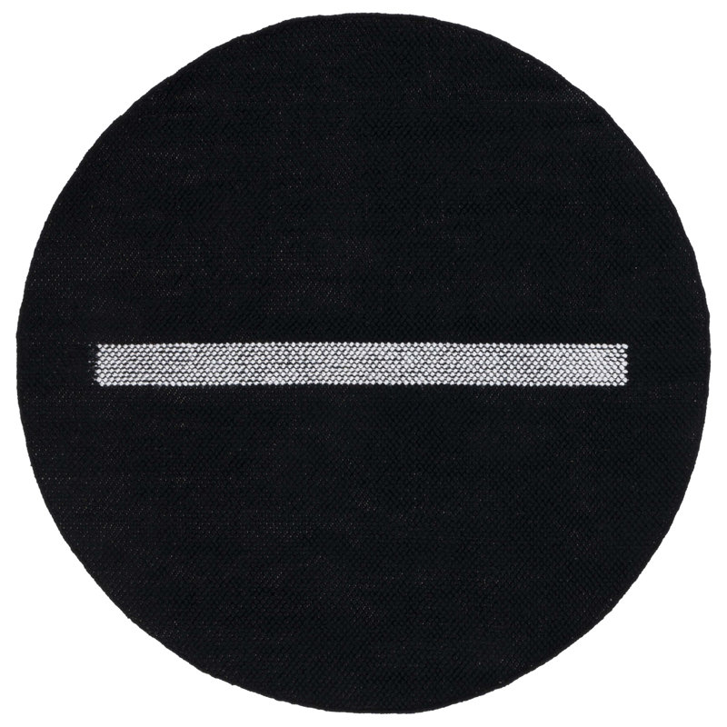 Tapis noir / ivoire en laine tissé à plat Denazia, Rond 6 pi