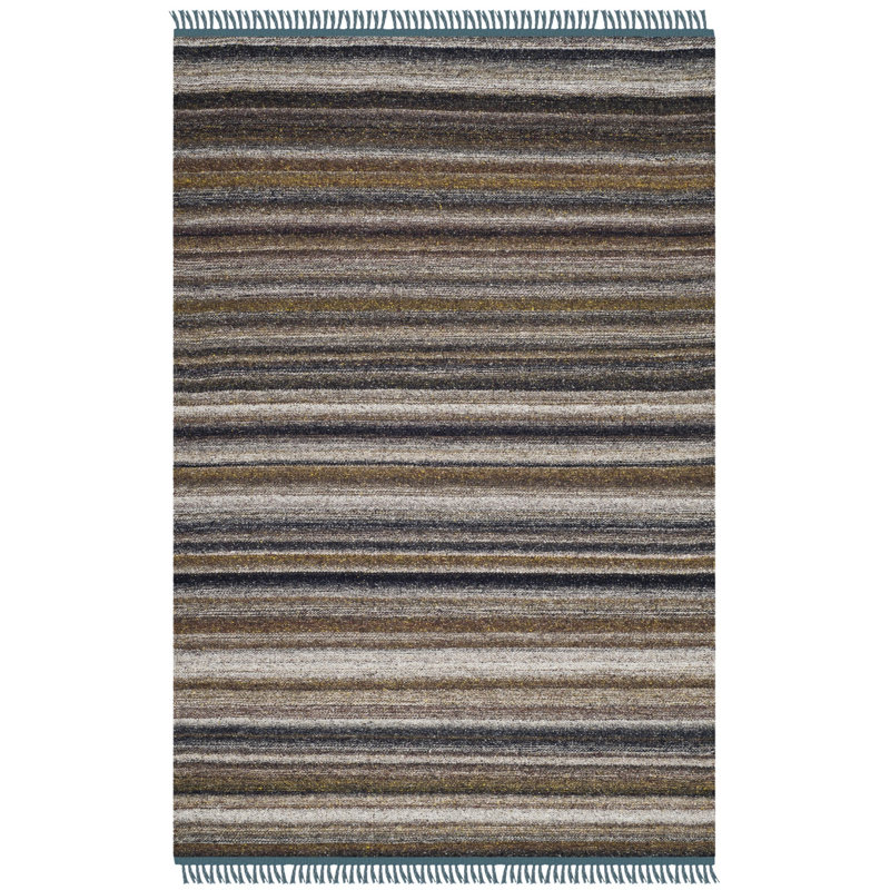 Tapis rayé en coton / viscose tissé à la main Fitzpatrick, Rectangle 4pi x 6 pi