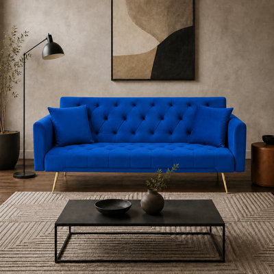 Modern Tufted Velvet Sofa with Gold Legs