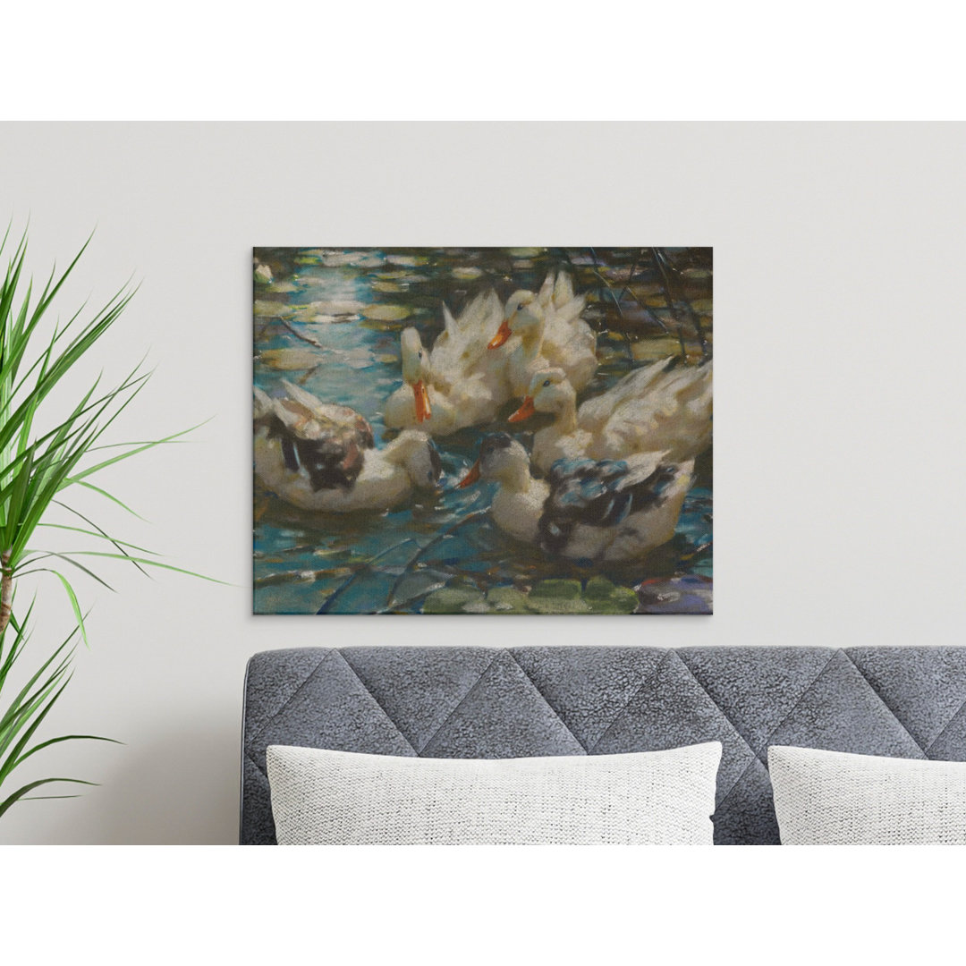 Duck Pond Canvas Wall Art, Gallery Wrapped Print, Waterfowl Painting, Modern Decor, Ready to Hang, Archival Quality, Duck Art Canvas