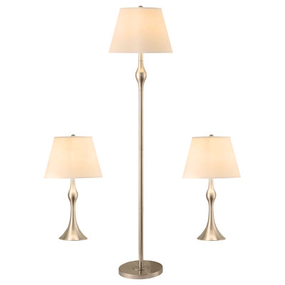 Ensemble de lampes beige et nickel brossé 3 pièces