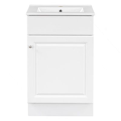 20" Bathroom Vanity With Sink, Vanity Cabinet With Door Shelf And Adjustable Shelf, White