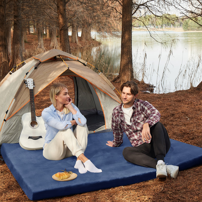 Protège-matelas de camping en mousse à mémoire de forme, H 3 po x L 80 po x l 38 po, Marine
