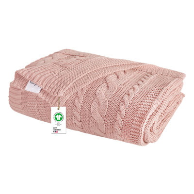 Jeté en coton biologique Delara 50 x 70 pouces, jeté certifié par GOTS pour canapé-lit