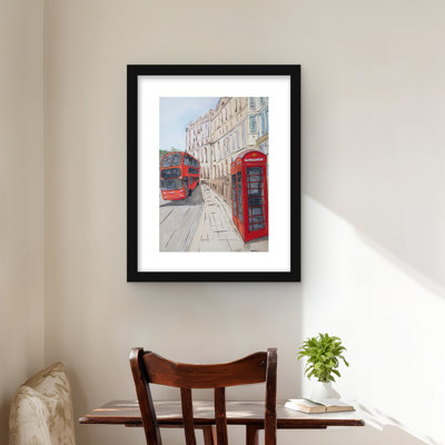 «London Bus and Cabine», reproduction de chambre à coucher encadrée
