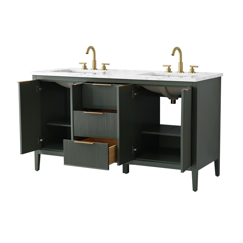 Bilroy 60" Double Vanity, Vintage Green/Brushed Bronze