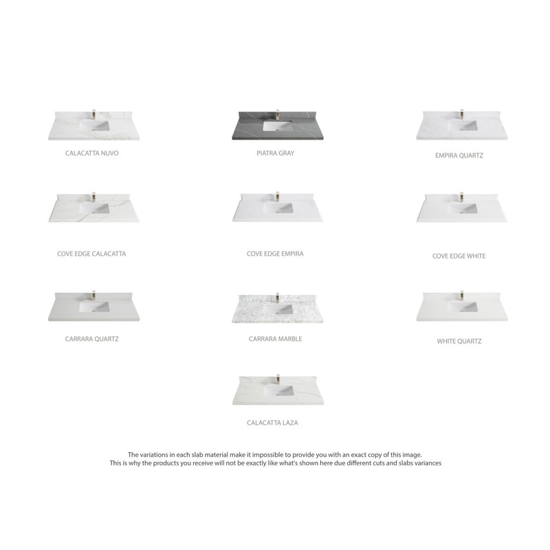 Cambridge 36" White Single Sink Vanity with Carrara Marble Top