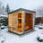 Luxury 6-Person Traditional Steam Sauna, Outdoor Square Roof With Aluminum Siding, Tempered Tinted Glass Door, Carbonized Spruce Wood Construction