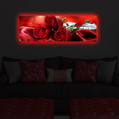 Stunning LED Lighted Canvas Painting, 11.8 x 35.4 inches | 100% Suede Canvas with 100% Wooden Frame (Thickness: 1.2 inches) | Battery Powered (1 x 9V, Not Included) | Perfect for Home Decor & Ambiance