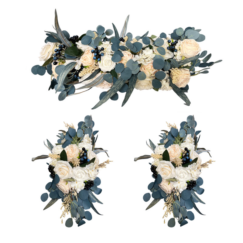 Élégante décoration artificielle arche de mariage bleu sarcelle rose - ensemble de 3