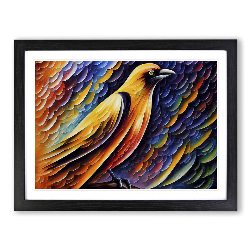 Crow Bird Vol.2 Abstract - Framed Print, 25cm H x 34cm W x 2cm D, Black