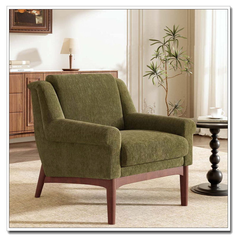 Chaise d'appoint moderne avec accoudoirs évasés, Vert