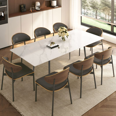 62.9" To 94.4" Sintered Stone Expandable Dining Table Set, Easy To Assemble