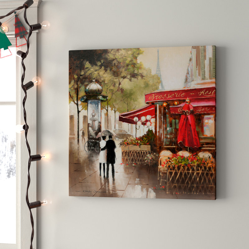 Paris in the Rain - Reproduction d'art sur toile tendue, H 32 po x l 32 po x P 1 po