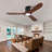 52-Inch Recessed Ceiling Fan With Light, Remote Control, Solid Wood Blades, Dimmable, Reversible, Quiet Operation, Power-Off Memory Function, Low-Profile Design. Suitable For Bedrooms, Patios, Indoor/
