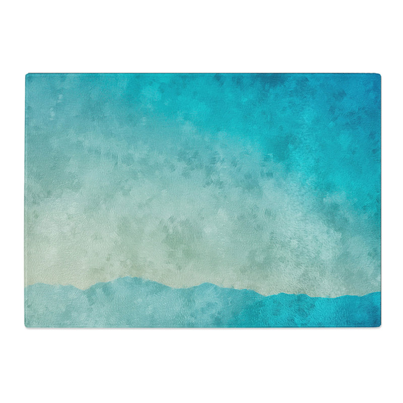 Tempered Glass Mountains of Blue Chopping Board, 20 cm x 28.5 cm
