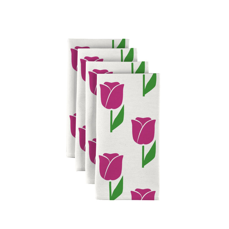 Polyester Floral Square Napkin, Pink